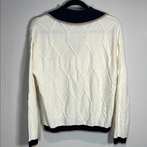 Talbots Cream and Black V-Neck Sweater - Picture 8 of 9